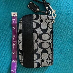 Coach Black and Gray Monogram Wristlet